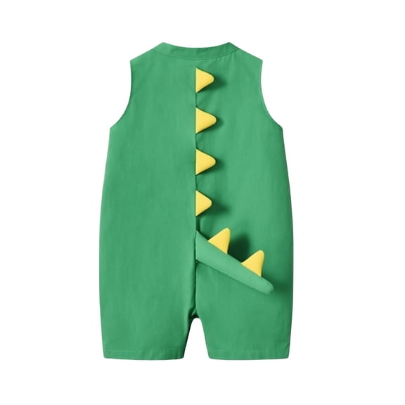 Mercatoo Baby Boy Girl Dinosaur Costume, Cute Romper with 3D Spikes and Tail, Sleeveless Summer Bodysuit, Adorable Toddler Cosplay Outfit