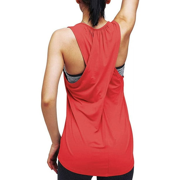 Workout Tops for Women Yoga Athletic Shirts Long Tank Tops Gym Workout  Clothes
