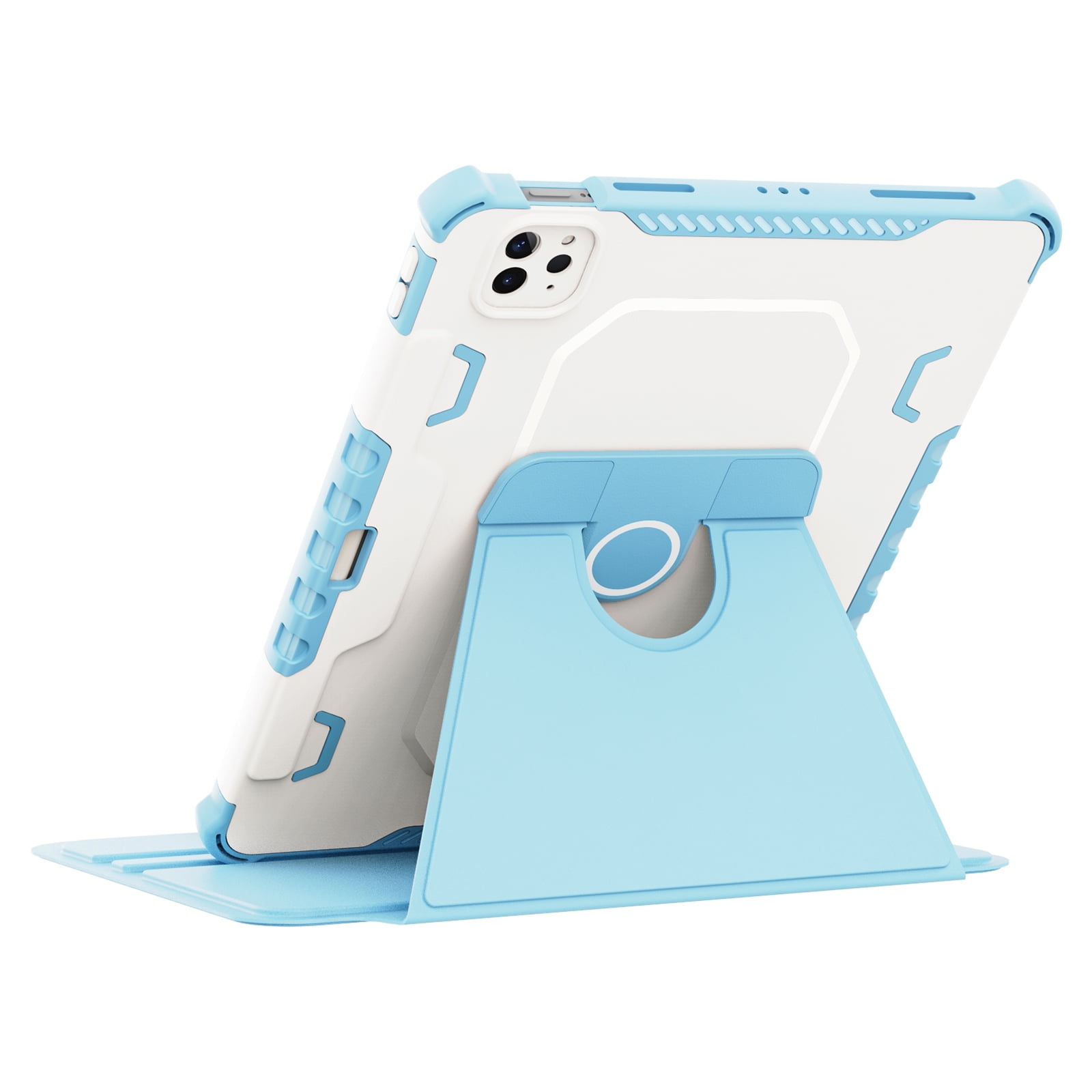 Dteck Case for iPad Pro 11" 4th/3rd/2nd/1st Gen (2022/2021/2020/2018),iPad Air 5th 4th Gen Magnetic Leather Shockproof Rubber Rugged Case Rotatable Kickstand with Pencil Holder Heavy Duty Cover,Blue