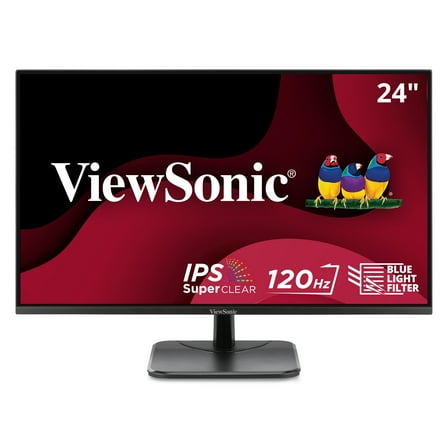 Pre-Owned ViewSonic VA2456A-MHD 24 Inch IPS 1080p Monitor with 120Hz, Eye Care, HDMI, DisplayPort, and VGA Inputs for Home and Office
