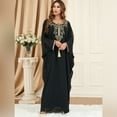 thumbnail image 3 of IBTOM CASTLE Women Muslim Dress Batwing Sleeve Embroidered Abaya Kaftans Modern Elegant Dubai Moroccan Islamic Dresses One Size Black, 3 of 8