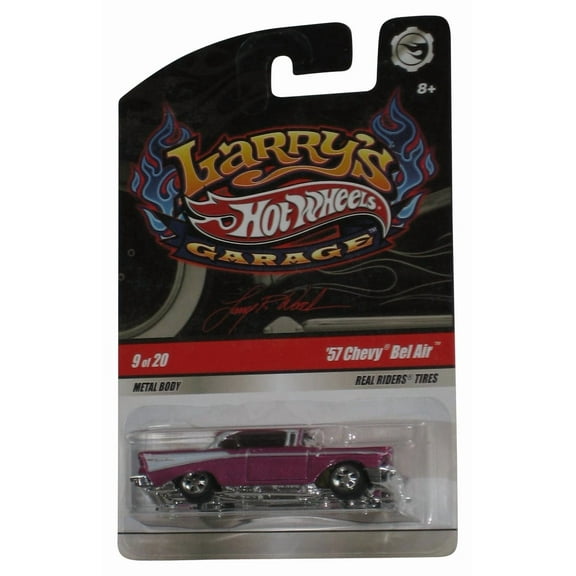 Hot Wheels Larry's Garage (2008) Purple '57 Chevy Bel Air Real Riders Car 9/20
