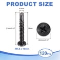 thumbnail image 2 of Uxcell 120Pcs M4.8 x 16mm Pan Head Self Tapping Screws for Metal, Black, 2 of 6