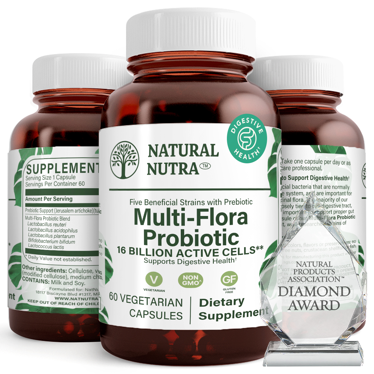 Natural Nutra MultiFlora Probiotic Support Digestive System 60