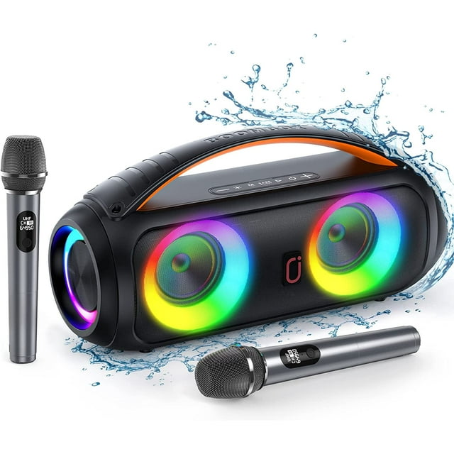 Bocina JYX Bocina Bluetooth para Exteriores a Prueba de Agua con 2 Micrófonos con Iuces de DJ D16-T