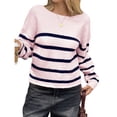 thumbnail image 1 of Suéter Corto de Cuello Redondo para Mujer, Larga, Tejido Grueso, Estilo Jersey, Ideal para Otoño Rosa Azul XL, 1 of 7