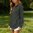 thumbnail image 5 of CAIVO Women Hoodies Oversized Long Sleeve Hoodied Sweatshirt Quarter Zip Up Hoodies Pullover Curved Lightweight Oversized Fashion Fall Win Solid Color Running Tops, 5 of 5