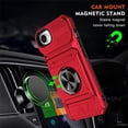 thumbnail image 4 of For Apple iPhone 17e/16e Phone Case with Finger Ring Holder Kickstand, Card Slots，Heavy Duty Shockproof Rugged Protective Working with Magnetic Car Phone Mount,Red, 4 of 8