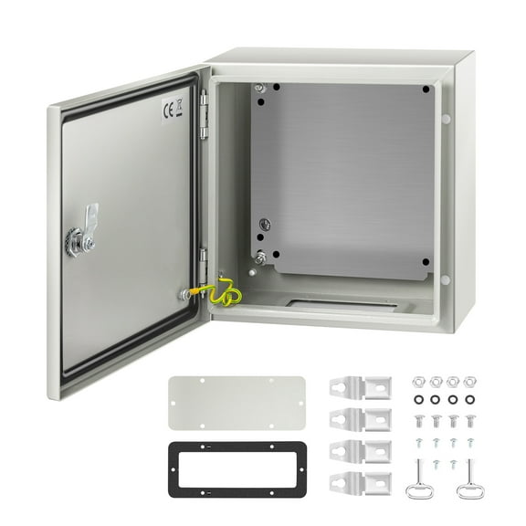 KFFKFF NEMA Steel Casing, 12 x 12 x 6'' NEMA 4X Steel Electric Container, IP66 Resistant to Water & Dust, External/Internal Electric Connection Box, with Fixing Panel