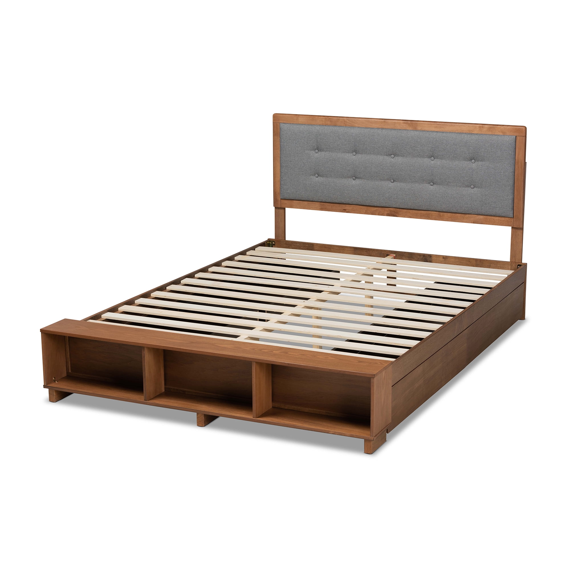 Baxton Studio Cosma Modern Transitional Ash Walnut Brown Finished Wood 4-Drawer Full Size Platform Storage Bed