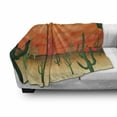 thumbnail image 2 of Dune Soft Flannel Fleece Throw Blanket, Vertical Sunburst View with Cactus in the Desert, Cozy Plush for Indoor and Outdoor Use, 70" x 90", Green Vermilion Brown, by Ambesonne, 2 of 5