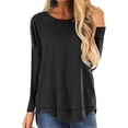 thumbnail image 1 of Camisetas Sudadera de manga larga para mujer Jersey de cuello redondo Camiseta de manga larga informal (L), 1 of 5