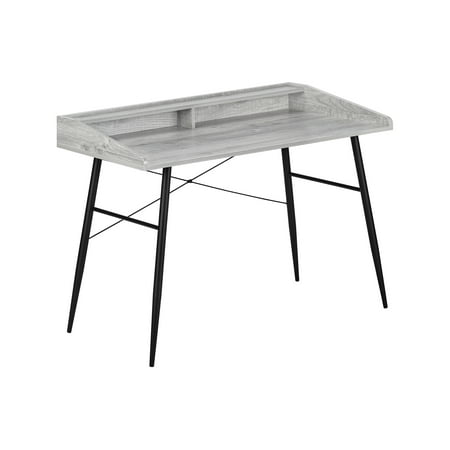 48 Inch Grey Wood Look Computer Desk with Storage Hutch and Black X Frame