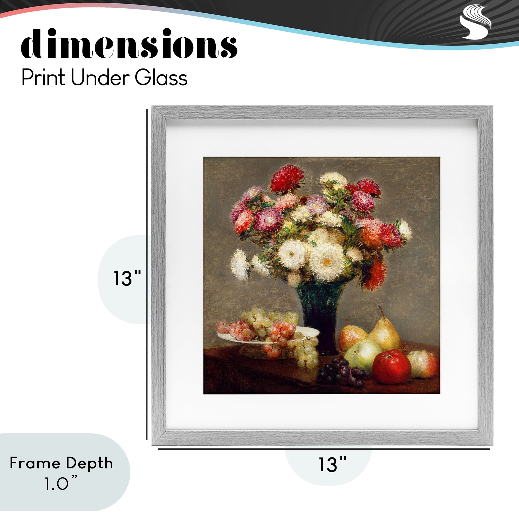 Stupell Industries Fruit & Asters Still Life Gray Framed Print Under Glass, design by CAD Designs