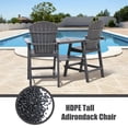 thumbnail image 2 of Tall Adirondack Chairs Set of 2 with Double Connecting Tray Patio Stools Weather Resistant for Outdoor Deck, Grey, 2 of 5