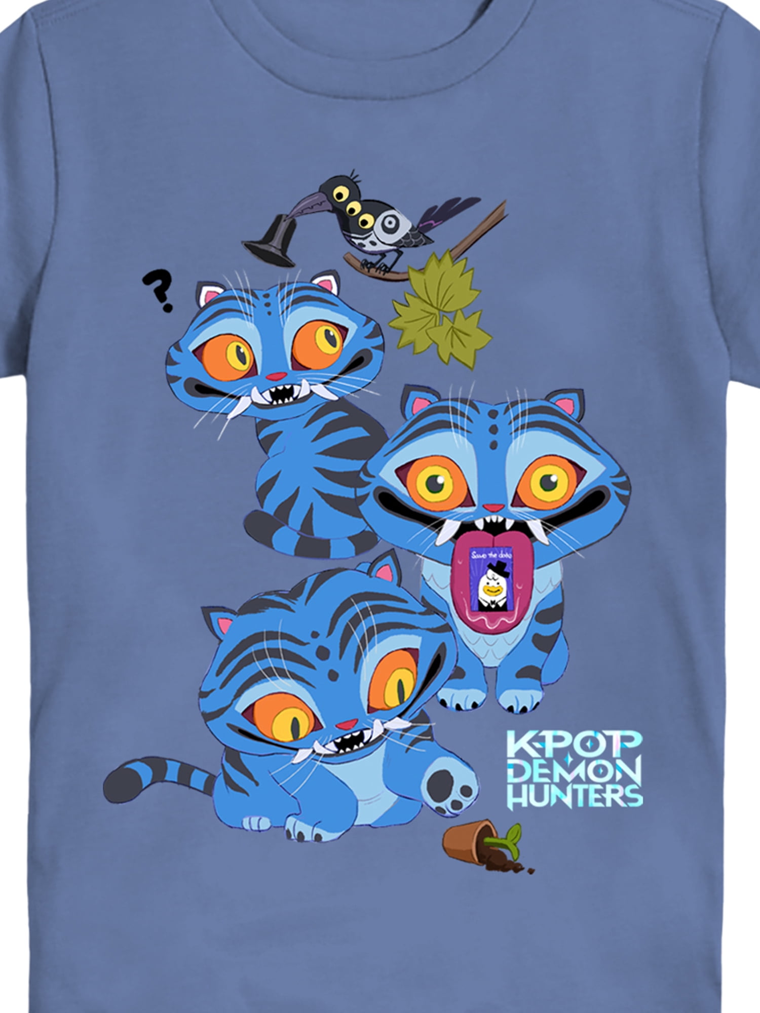 K-Pop Demon Hunters Boys' Graphic 2-Piece Set T-Shirts, Light Blue and Cool Peri, Sizes 4-18