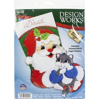 Design Works Counted Cross Stitch Stocking Kit 17 Long-Airplane Santa