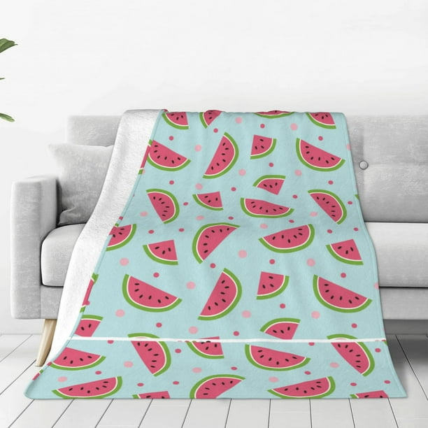 Balery Watermelon Manta de Felpa Suave y Acogedora – Cobija de Franela Aterciopelada para Cama, Lavable y Cálida para Sofá, Mascotas, Transpirable-80"x60"