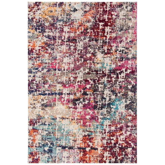SAFAVIEH Madison Joella Abstract Area Rug, Red/Light Blue, 4' x 6'