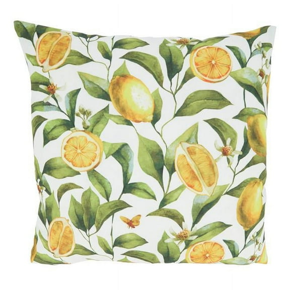 Saro Lifestyle Lemons Design Outdoor Poly Filled Throw Pillow