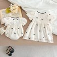thumbnail image 3 of Vestido de princesa de tul con lazo bordado para niña, mono bonito con mangas abullonadas para bebé, trajes elegantes para hermanas, ropa para niños, 3 of 6