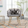 thumbnail image 4 of DreamBuck Luxury Modern Simple Leisure Velvet Single Sofa Chair Bedroom Lazy Person Household Dresser Stool Manicure Table Back Chair Gray, 4 of 7