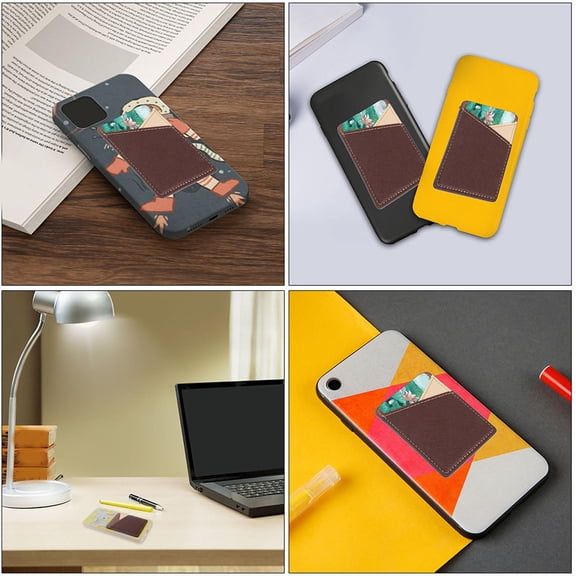 LIFKOME PU Adhesive Cell Phone Card Holders with Anti-Skid Design, 2-Pack Wallet Stickers for Smartphones