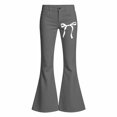 thumbnail image 4 of Landzoo Girls Flared Pants Bowknot Graphic Slim Fit High Waisted Fall Casual Kid Girls Trousers, 4 of 4