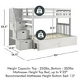 thumbnail image 6 of My Bed Now Everest 2-Drawer Twin-over-Full Wood Bunk Bed with Staircase in White, 6 of 6