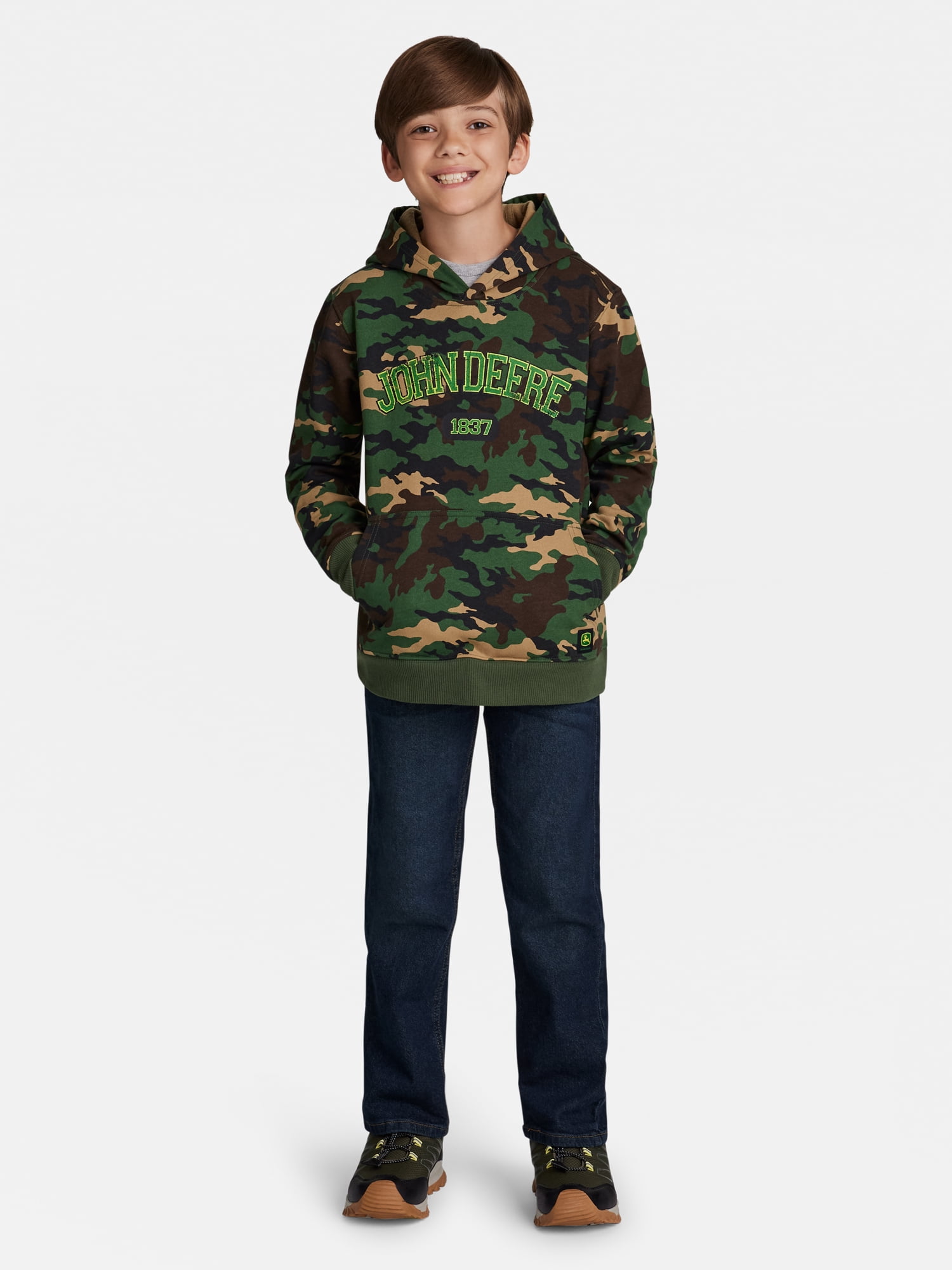 John Deere Boys Camo Graphic Fleece Long Sleeve Hoodie, Sizes 4-18