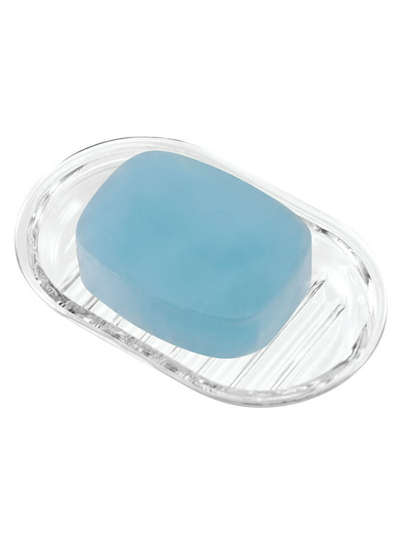 iDesign Plastic Bar Soap Holder for Bathroom, Shower - Round, Clear