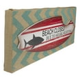 thumbnail image 3 of Beach Closed Shark Bitten Surfboard Linen Burlap Wall Art 24", 3 of 4