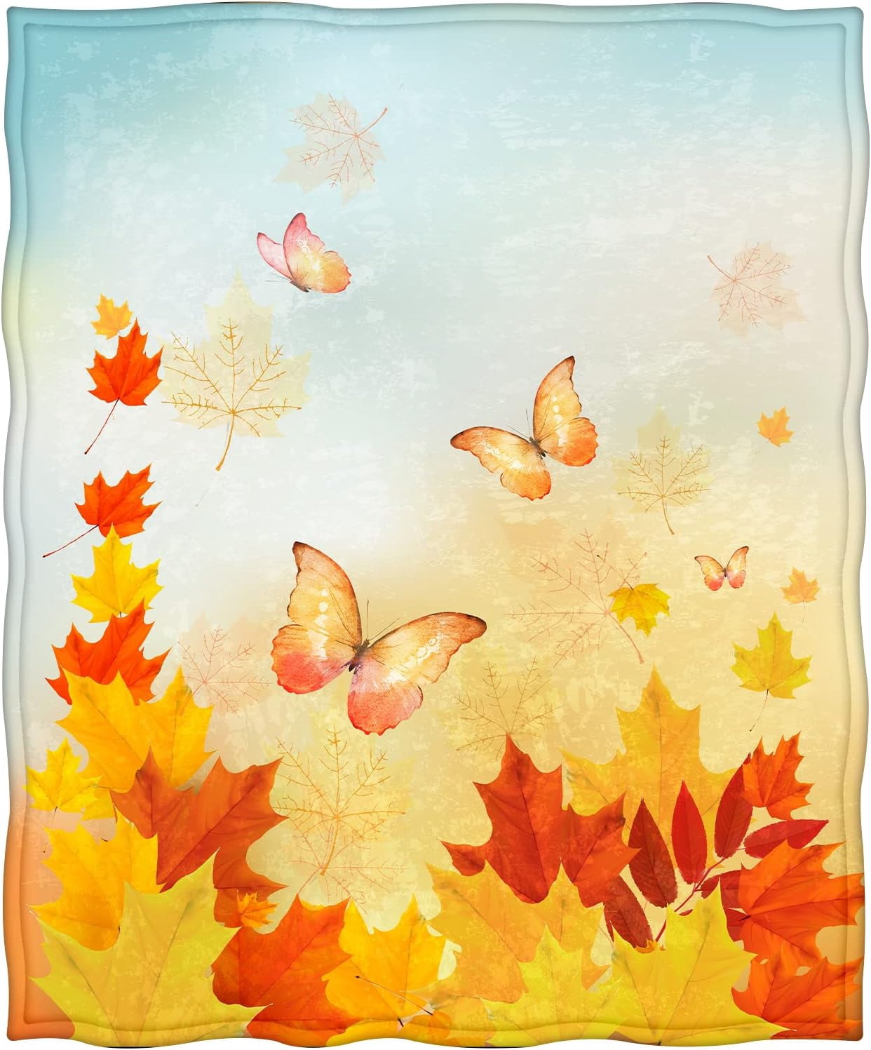 Maple Leaves Blanket Gifts for Women Girls Boys, Autumn Maple Leaves Butterfly Decoration for Home Bedroom Dorm Thanksgiving Day Halloween, Soft Fluffy Lightweight Throw Blankets 50"x60"