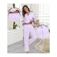 thumbnail image 5 of MAYFISH 100% Cotton Pajama Sets for Women Long Sleeve Sleepwear Button Down Pjs Fall 2 Piece Lounge Sets S-XXL(Light Purple, Large), 5 of 7