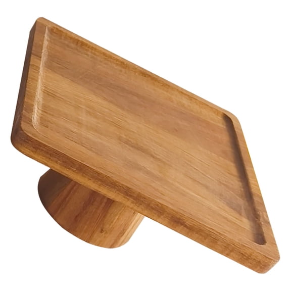 PBPBOX Khaki Wood Snack Serving Platter with Elevated Pedestal Design