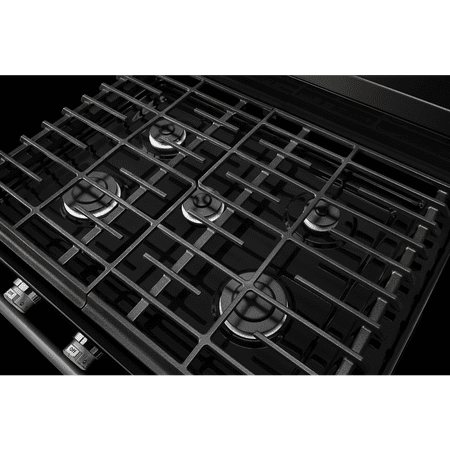 KitchenAid - 5.8 Cu. Ft. Self-Cleaning Freestanding Gas True Convection Range with Even-Heat - Black stainless steel