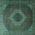 thumbnail image 1 of Ahgly Company Indoor Square Medallion Turquoise Blue Traditional Area Rugs, 5' Square, 1 of 4