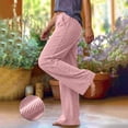 thumbnail image 6 of BXJX Womens Corduroy Pants, Elastic Waist Drawstring Casual Fall Winter Straight Leg Trousers with Pockets Pink Size 2XL, 6 of 7