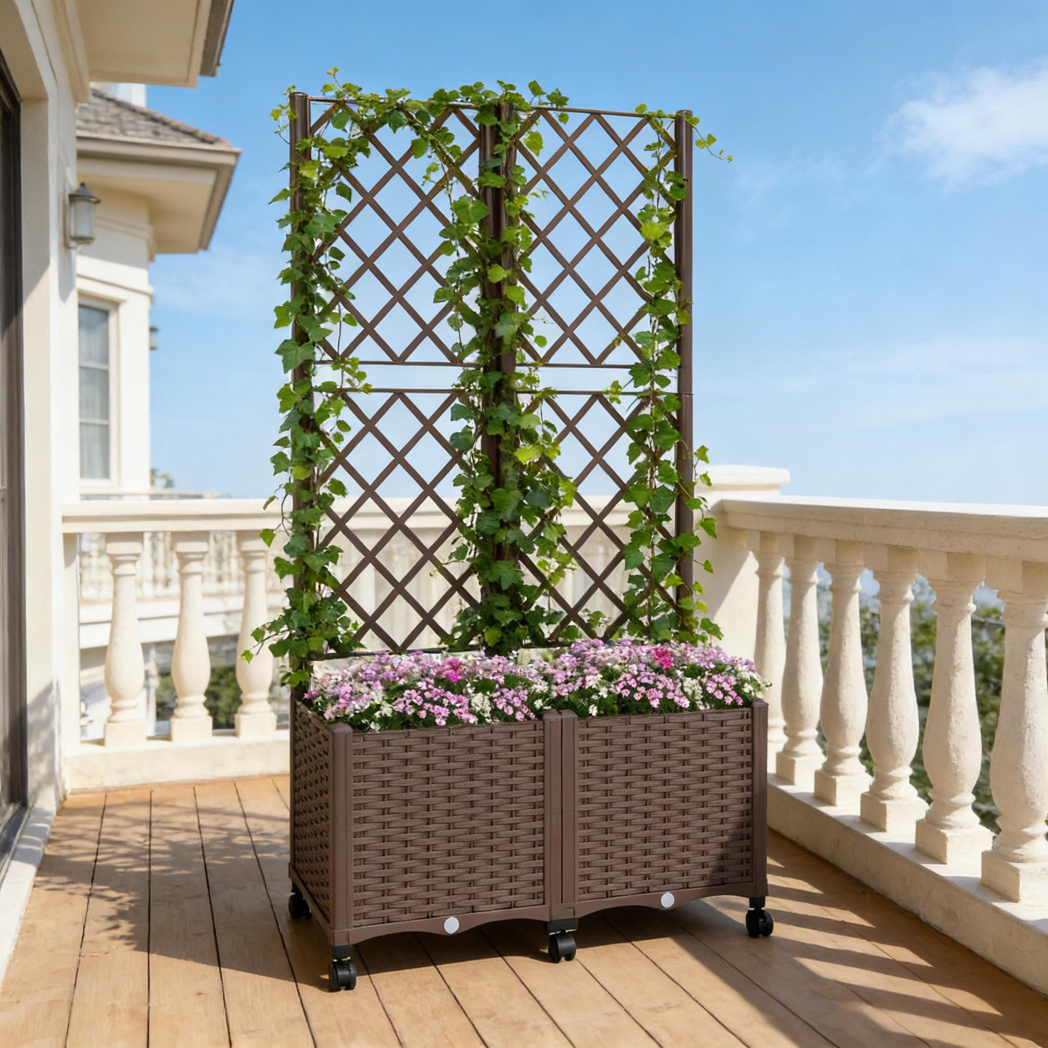 Outdoor Planter Box Mobile Raised Garden Bed