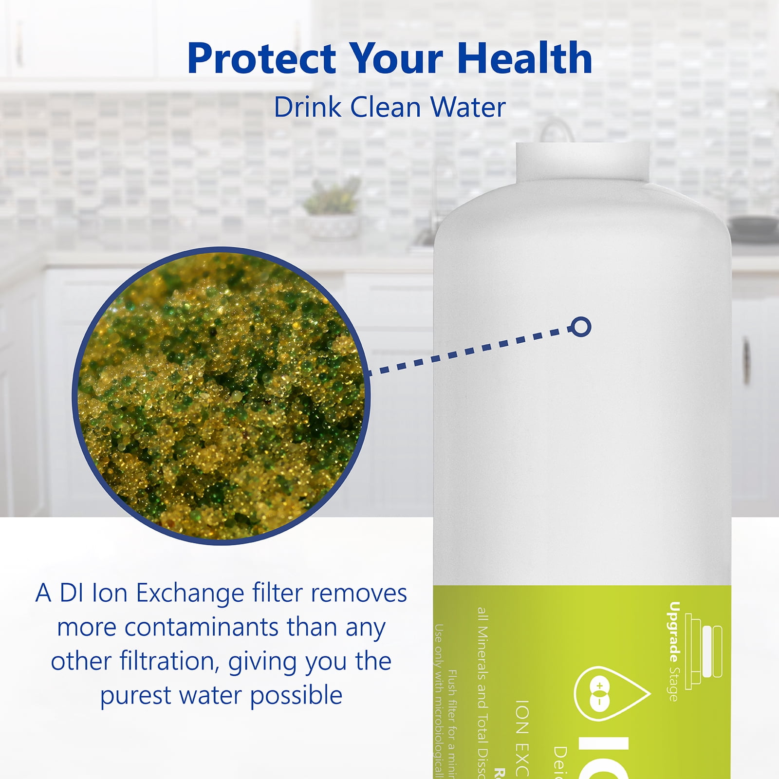 Express Water Deionization Water Filter Replacement DI Water Purifier 10 inch Under Sink and Reverse Osmosis System