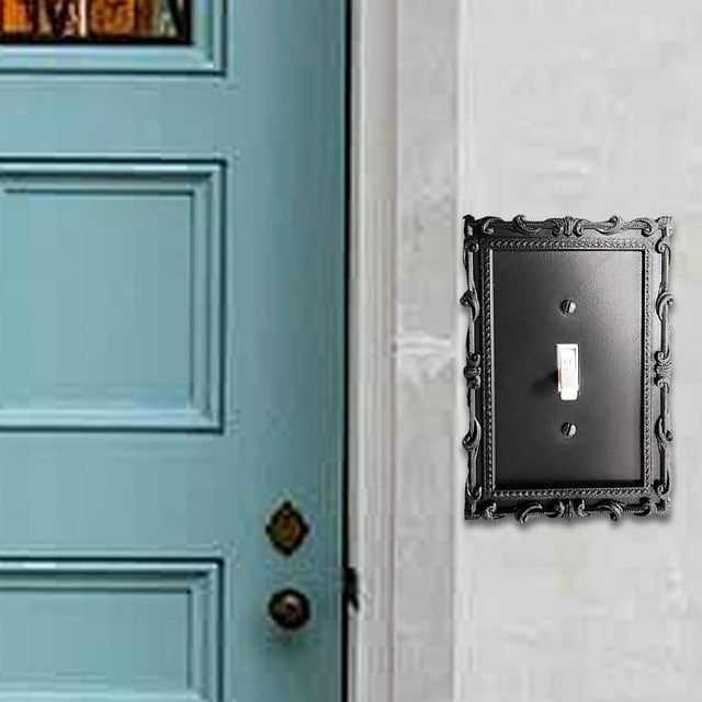 Placa de cubierta para interruptor de lámpara, panel de interruptor, estilo antiguo negro, decorativa, clásica, para baño, sala de estar, pared, uso