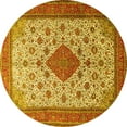 thumbnail image 1 of Ahgly Company Indoor Round Medallion Yellow Traditional Area Rugs, 5' Round, 1 of 4