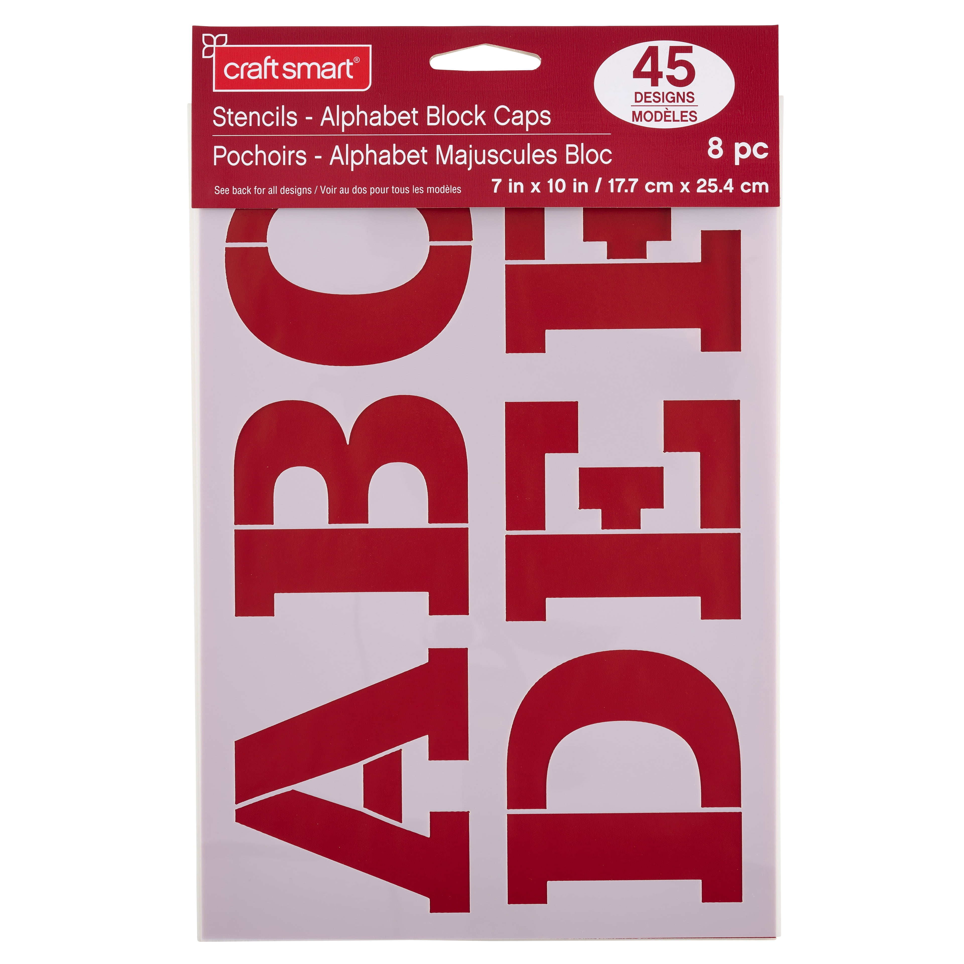 Craft Smart Alphabet Block Caps Stencils - 7" x 10" Sheets, 45 Designs per Pack, 8 Sheets Each, Reusable Plastic - Ideal for DIY Crafts, Decor, Furniture & Gifts, 6 Pack