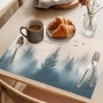 thumbnail image 3 of Foggy Forest Placemats Set of 8 Watercolor Pine Trees Natural Landscape Place Mats Indoor Wipeable Table Mats Washable Cloth Dining Table Placemats for Kitchen Holiday Party Home Decor 13x19 Inch, 3 of 9