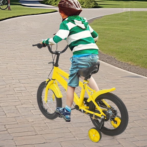 14 Inch Bicycle with Training Wheels, Height Adjustable Dual Brake Riding Bike, Adjustable Frame Bike for Beginner Riders Ages 3-6