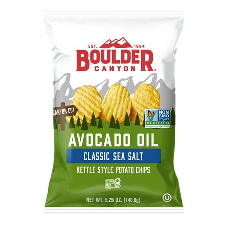 Boulder canyon avocado oil canyon cut sea salt potato chips, 5.25 oz, (pack of 12)