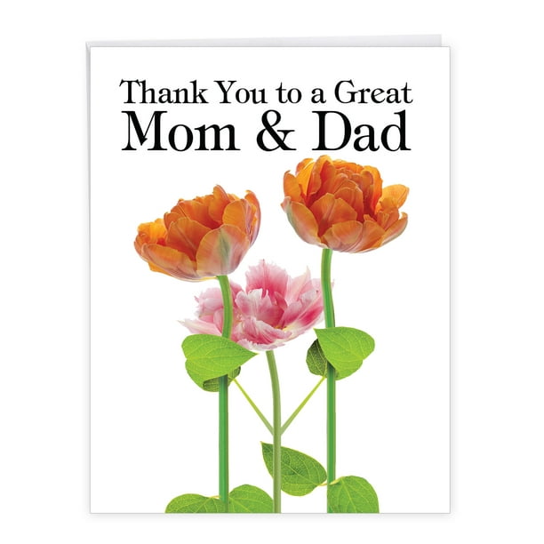 Large Thank You Mom And Dad Card 8 5 X 11 Floral Thank You Card For Mom And Dad Jumbo Gratitude Notecard J9105 Walmart Com Walmart Com
