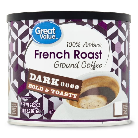 Great Value Arabica French Roast Dark Ground Coffee, 24.2 oz