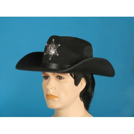 Loftus Adult Wild West Sheriff Curved Sides Cowboy Hat, Black, One Size