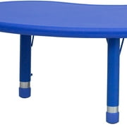 Flash Furniture Half-Moon Plastic Adjustable Kids Preschool Activity Table, 35W x 65L, Blue